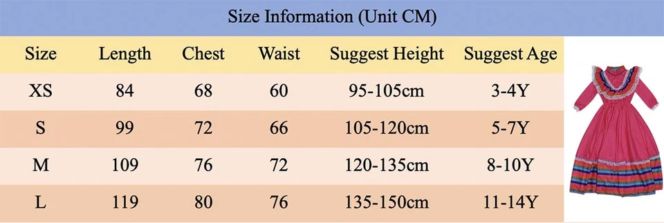 Tradicional México Disfraz de Baile Mexicano Falda Larga Juegos con disfraces Fiestas Vestido Niñas Foto 2 de 4