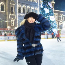 Winter Luxury Women's Real Rex Rabbit Fur Coats Chinchilla Lapel Collar Outwear