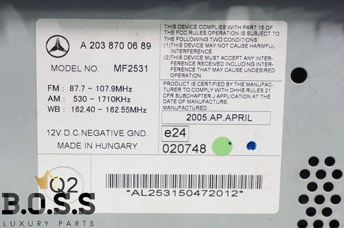05-07 Mercedes W203 C230 C350 Radio Stereo Audio CD Player Head Unit AM FM OEM - Foto 7 di 7