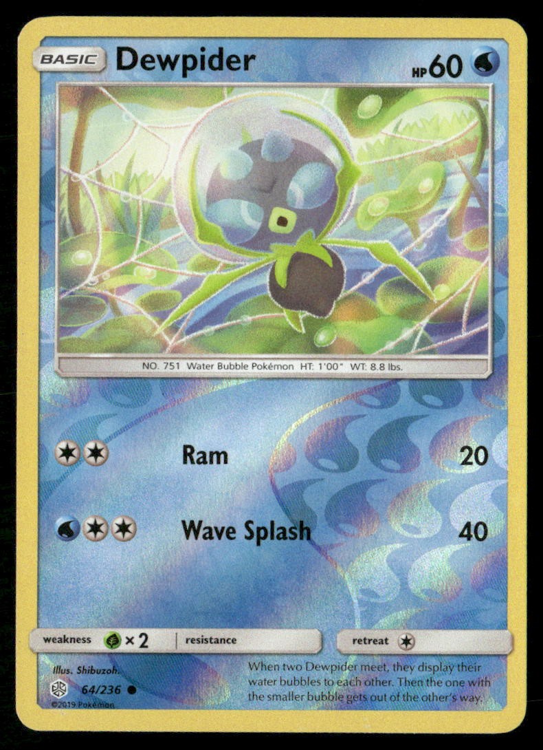 Dewpider 64/236 Common Cosmic Eclipse Pokemon Reverse Holo Lightly Played