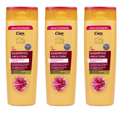 3x 400ml Cien VITAL HAIR Shampoo Long & Strong für geschädigtes langes Haar