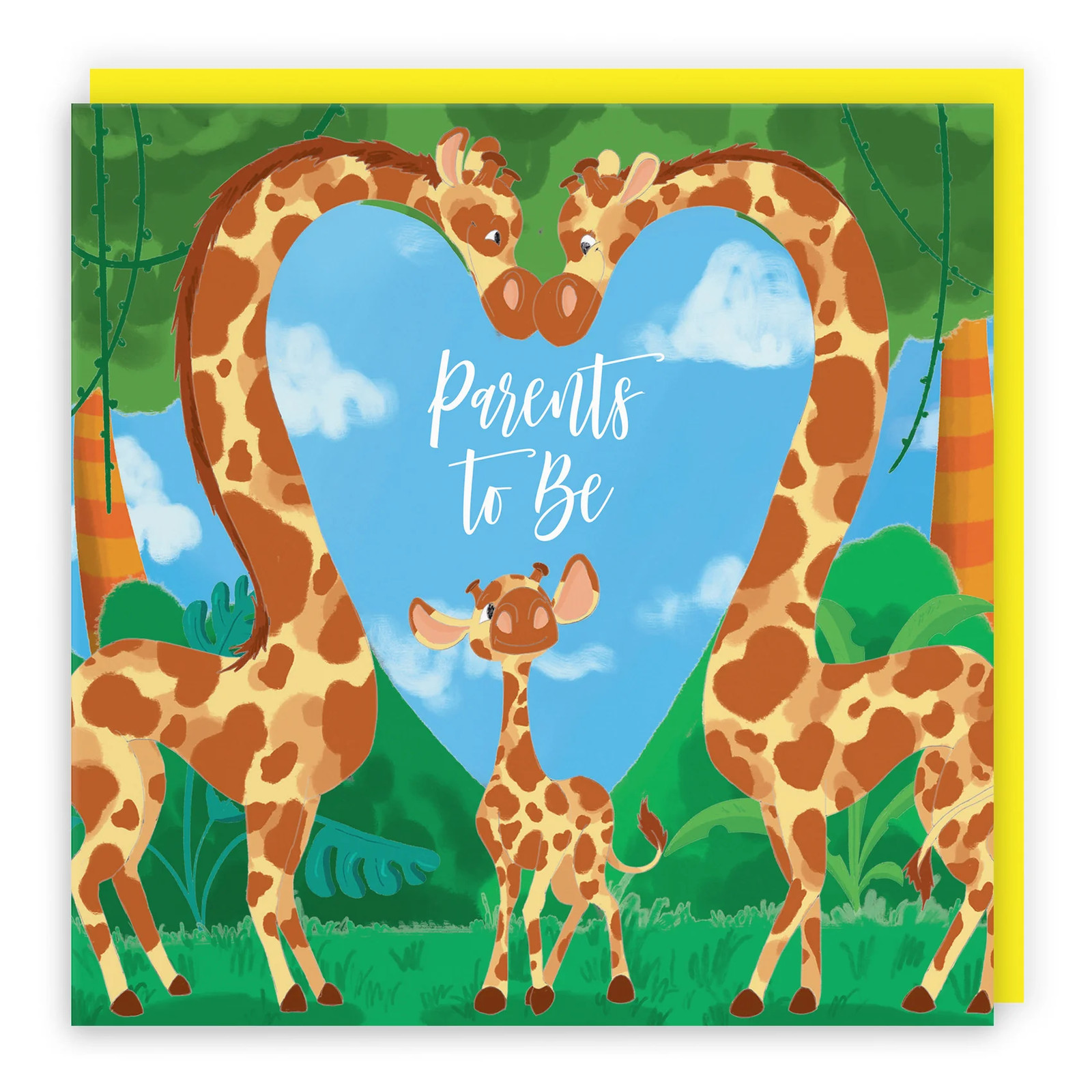 Large Parents To Be Congratulations New Baby Card Cute Giraffes Jungle
