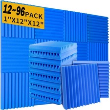 12 96Pack Sound Proof Foam Panels for Walls 12"X12"X1" Acoustic Foam Panels Blue