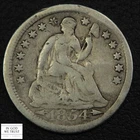 1854 with Arrows Seated Liberty Silver Half Dime H10C - Damage