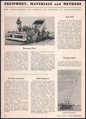 1956 Pioneer Engineering Inc Minneapolis Photo Bituminous Paver Article Print Ad