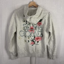 Selena Gomez Hoodie Full zip Long sleeve Jacket Graphic Logo Back Gray Small