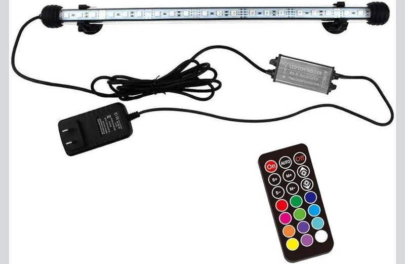 Luz LED Acuario 15 Pulgadas Sumergible 21 LED 12 Colores IP68 Ajustable