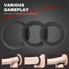 Penis Ball Cock Ring 3-PC Sets Longer Erection Penis Enlarger Sex Toy for Men ED