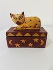 Vintage New Orleans Magic Voodoo Cat Box Indonesian Hinged Hand Carved Folk Art