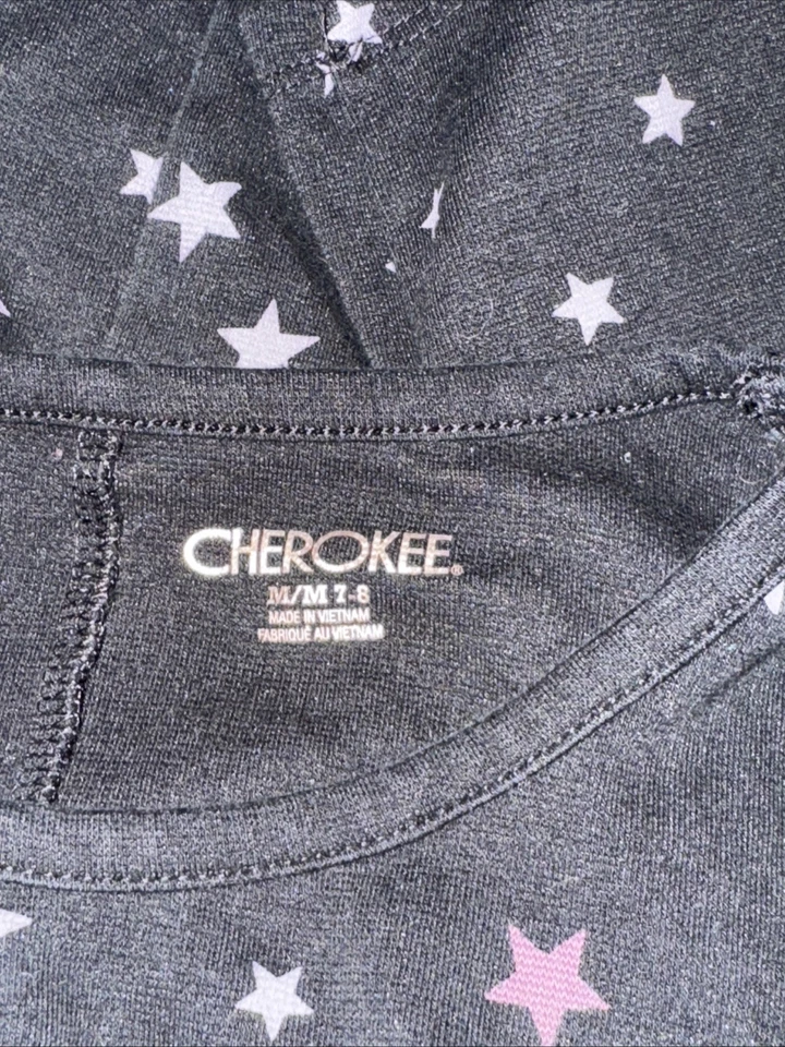 Vestido de meia manga Cherokee feminino médio 7-8 preto e prata estampa de estrela - Imagem 2 de 4