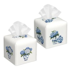 2 Pcs Tissue Box Cover Square Leather Tissue Case Holder Facial Paper Organiz
