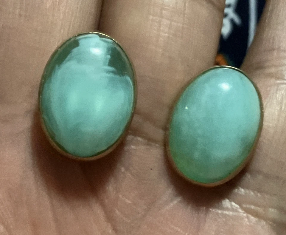 Vintage MCM Signed Hickok Men’s Lucite Smoky Aqua Blue Brass Cuff links NICE! - Image 2 of 4