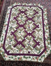VTG Lover's Knot Pattern Multi-Color Quilt AS IS