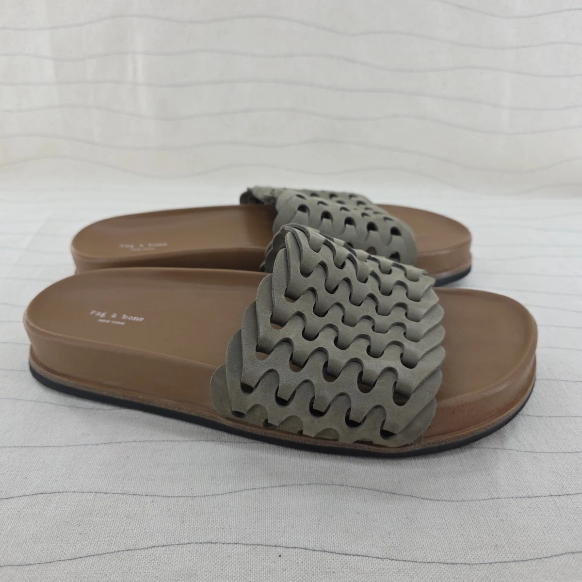 Rag & Bone Kris Espadrille Slide Sandals The Row Kris Leather Slides - Grey Sandals, Shoes  main image 3