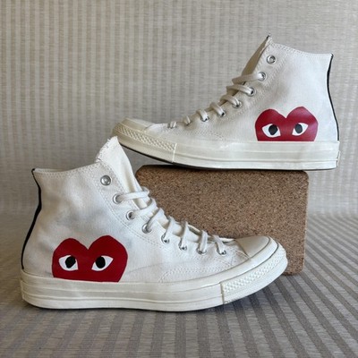 Converse Comme des Garcons Play Chuck 70 Hi Shoes Mens Size 10 Milk White Canvas
