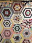 Antique Handmade Hand Quilted Feed Sack Grandmothers Flower Garden Quilt  #186 — photo 2