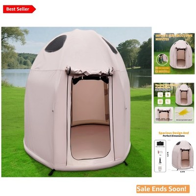 Inflatable Camping Tent with Hand Pump for 4-Season Waterproof Outdoor Use Khaki