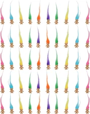 50 Pcs Long-Haired Lucky Mini Troll Dolls, Assorted Hair Colors, 0.78" Bodies, 2