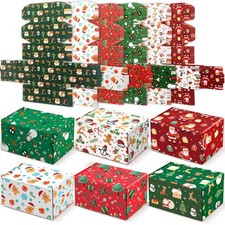 30 Pack Christmas Gift Boxes Xmas Shipping Boxes Decorative 6 Designs Empty R...
