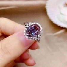3Ct Oval Cut Lab Created Alexandrite Wedding Women Ring 14K White Gold Plated