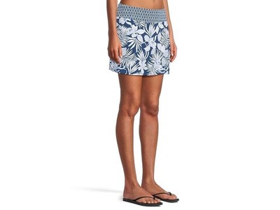Tommy Bahama Island Cays Blooms Swim Skort Women's L Indigo Tide