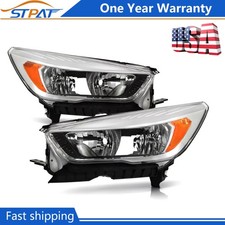 1 Pair For 2017-2019 Ford Escape Halogen w/o LED DRL Chrome Headlights Headlamps