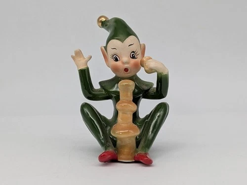 Josef Originals Pixie Elf Land Of Make Believe Figurine Elf Stacking Mushrooms