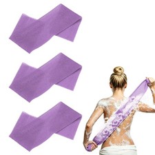 3 Pcs Back Scrubber, 31 Inch Nylon Bath Sponge Extended, Purple