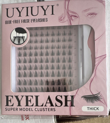 UYIUYI Glue-Free Thick Black Cluster False Eyelashes 10/12/14mm