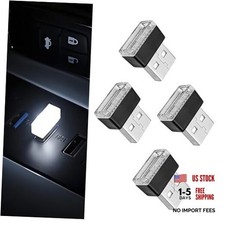 4 PCS USB LED Car Interior Ambient Lighting Kit, Portable Plug-in 4pcs white