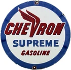 VINTAGE CHEVRON GASOLINE PORCELAIN SIGN GAS STATION PUMP MOTOR OIL SERVICE