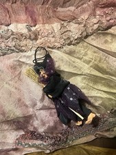 Miniture Kitchen Witch American Heirloom Doll with Broom and Hat Halloween Decor
