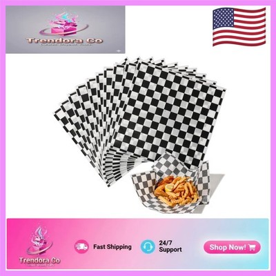 250 Sheets 12x12'' Grease-Proof Wax Paper - Classic White Checkered Design