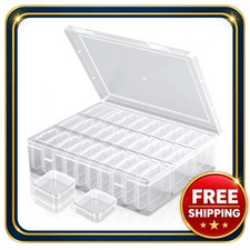 Bead Storage Box Set with Hinged Lids 31 Clear Plastic Organizer