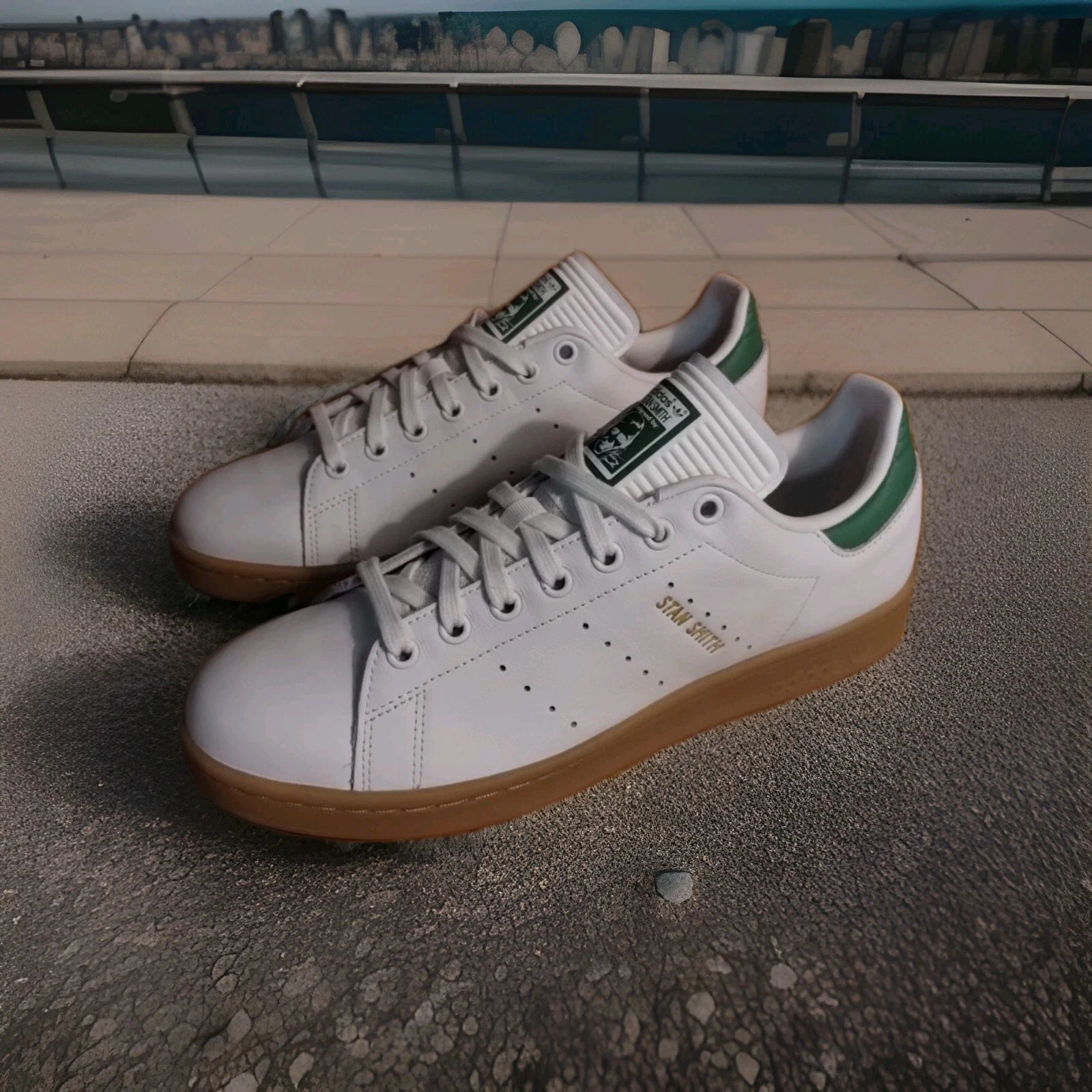 Sneakers Adidas Originals Stan Smith bianche Preloved blu gomma ID0268 taglia 8 5 uomo