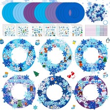 Hollowfly 48 Sets Winter Wreath Craft Kits DIY Snowflake Wreath Hanging Ornam...