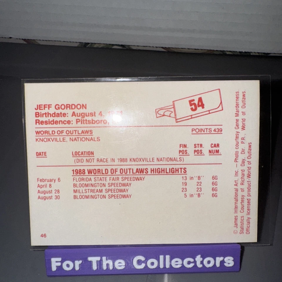 1988 World Of Outlaws Jeff Gordon XRC 54 - Image 4 of 4