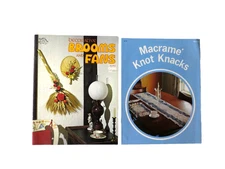 Macrame' Knot Knacks And Decorative Brooms And Fans Pattern Books Lot Of 2