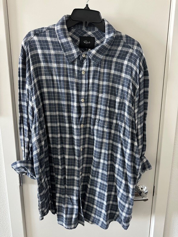 Rails Mens Plaid Flannel Blue Button Up Shirt Size XXL