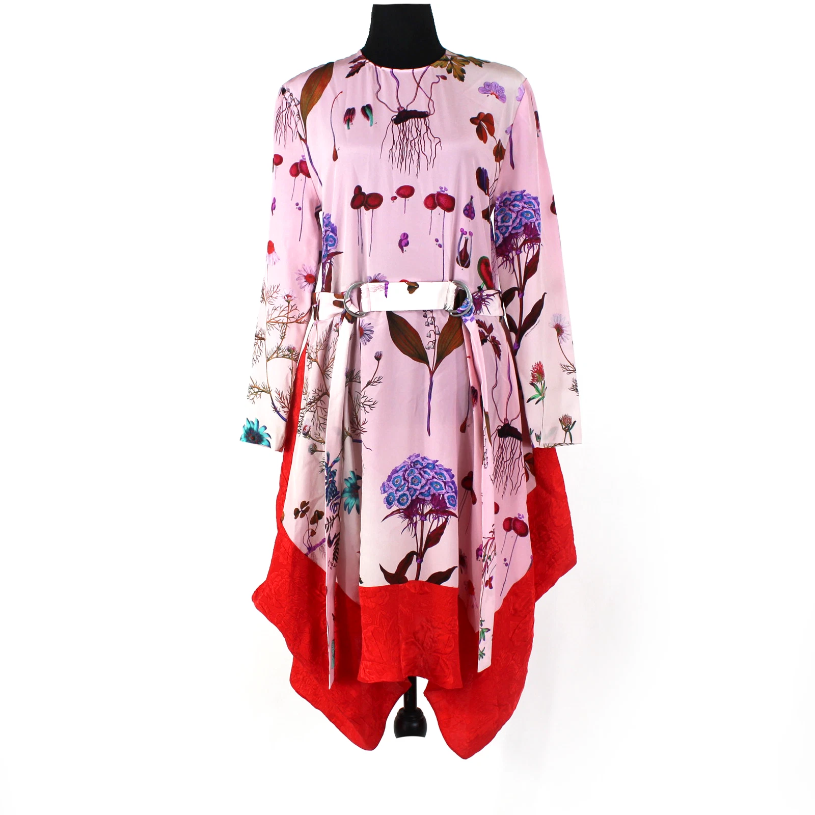 Stella McCartney — Stella McCartney Kalyn Botanical Midi Dress Belted Pink Multicolor Floral Small