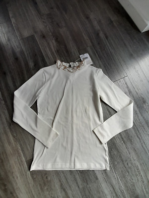 NEU il gufo Shirt Rüschen Shirtbluse edel ecru Gr. 158/164 Mädchen natur beige