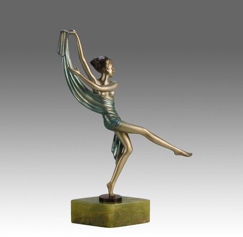 Early 20th Century Art Deco Bronze entitled "Dancer with Scarf" by Josef Lorenzl