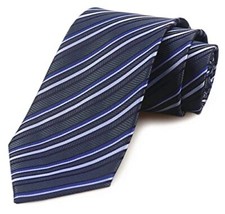 Men's Plaid Striped Tie Floral Patterned Business One Size Dark Grey Blue