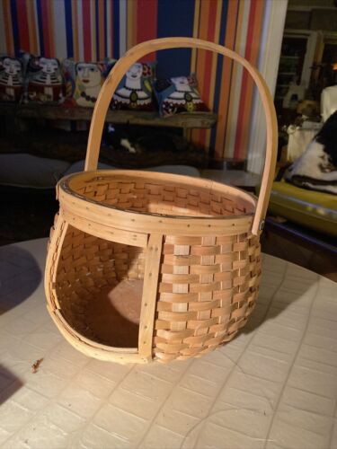 Bread Basket with Open Face RARE WOVEN VINTAGE, Maker Unknown - Afbeelding 1 van 10