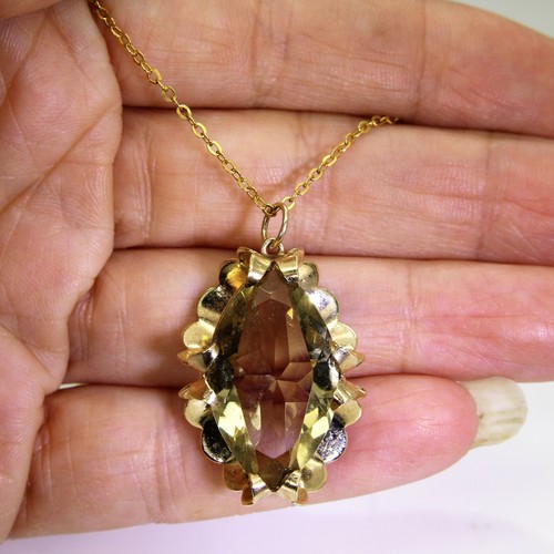 Colgante de oro amarillo de 9 quilates de colección ahumado citrino + cadena de 16 - Imagen 6 de 7