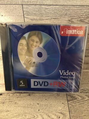 DVD+RW Re-writable, 4.7GB/120 Minutes, Silver, Jewel Case, 5/Pack