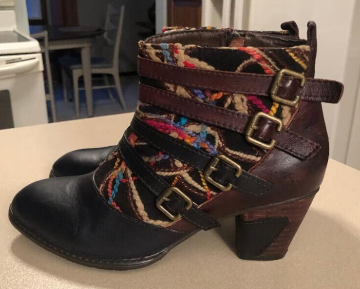 Spring Step L'Artiste Redding Ankle Boots Sz 39EU/US8.5 Brown/Black/Mu<wbr/>lti EUC