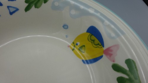 Barrier Reef Studio Nova Coupe Soup Bowls Set of 6 Y2310 Beige Aqua Trim Fish 8" - Picture 13 of 17