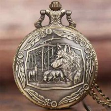 New Wild Wolf Vintage Bronze Pocket Watch Great Gift Idea