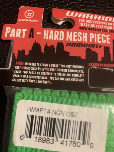 2 Pk. Warrior Lacrosse Green Hard Mesh Part A (NEU) - Bild 7 von 8